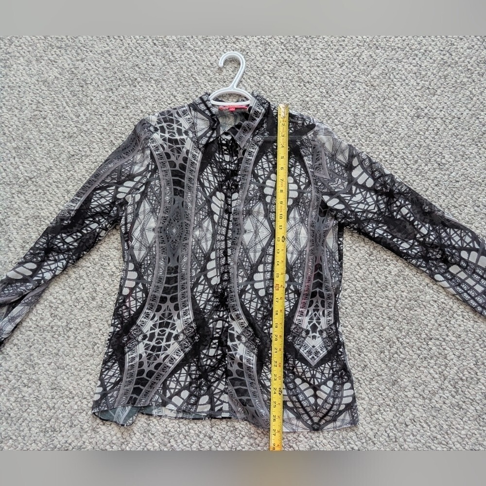 Catherine Malandrino Women's (8) Very Sheer/See-Through Button-Down Blouse/Top - Picture 5 of 9